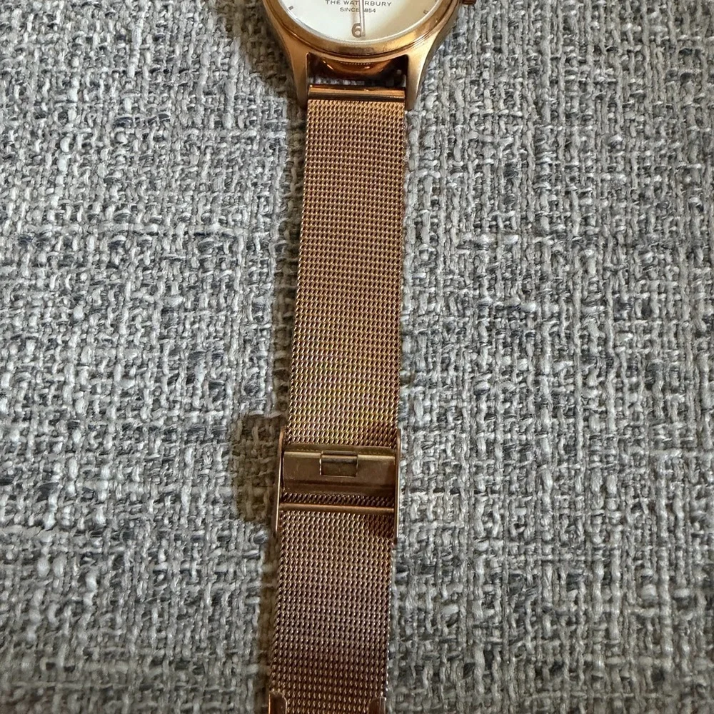 Timex Rose Gold Tone Mesh Band Watch with White Dial